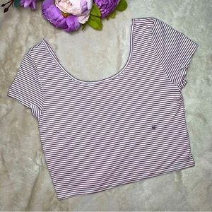 NWT American Eagle Red and White Striped Crop Top